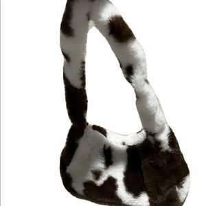 Fashion Women Plush Cow Print Shoulder Underarm Bag Casual Small Purse